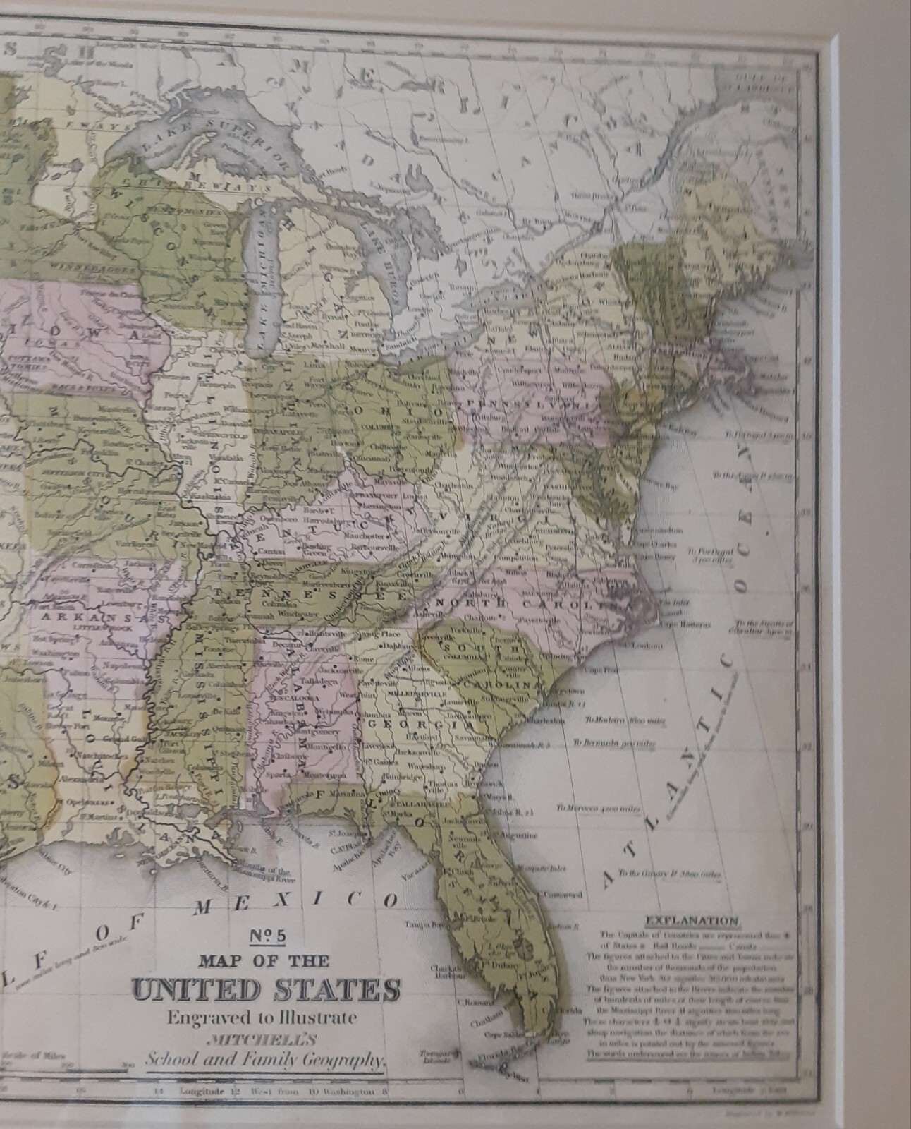 Antique 1839 Mitchell Maps No. 4 US – Texas – Calif & No. 5 Mexico Guatemala