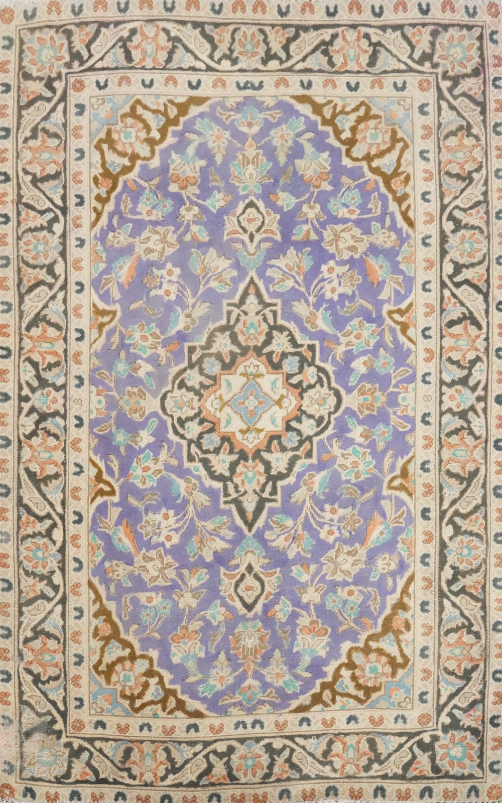 Traditional Wool Purple Accent Rug 3×5 Over-Dyed Hand-made Floral Foyer Carpet