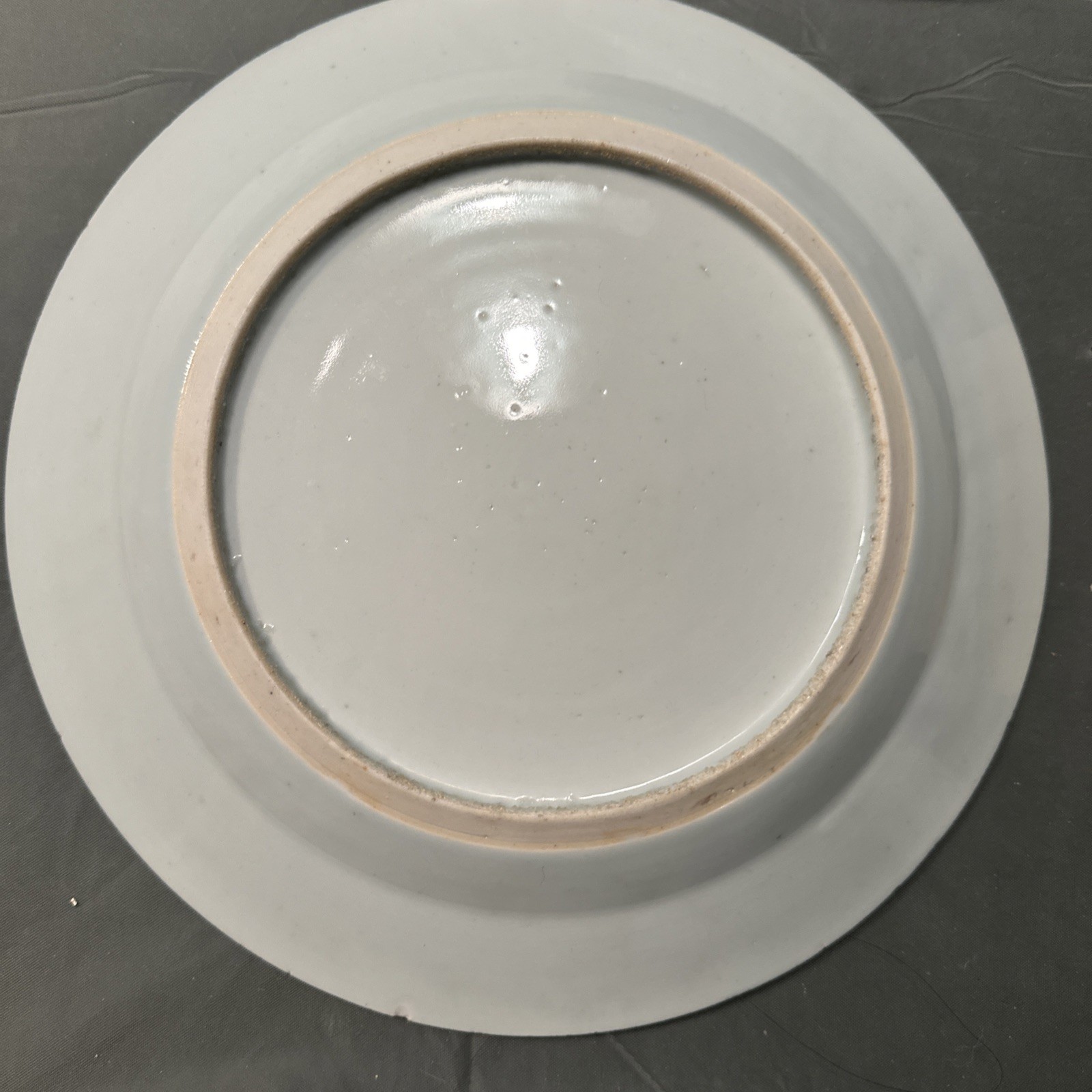 Antique 19th c. Chinese Export Canton Blue & White Porcelain Plate 9 3/4”