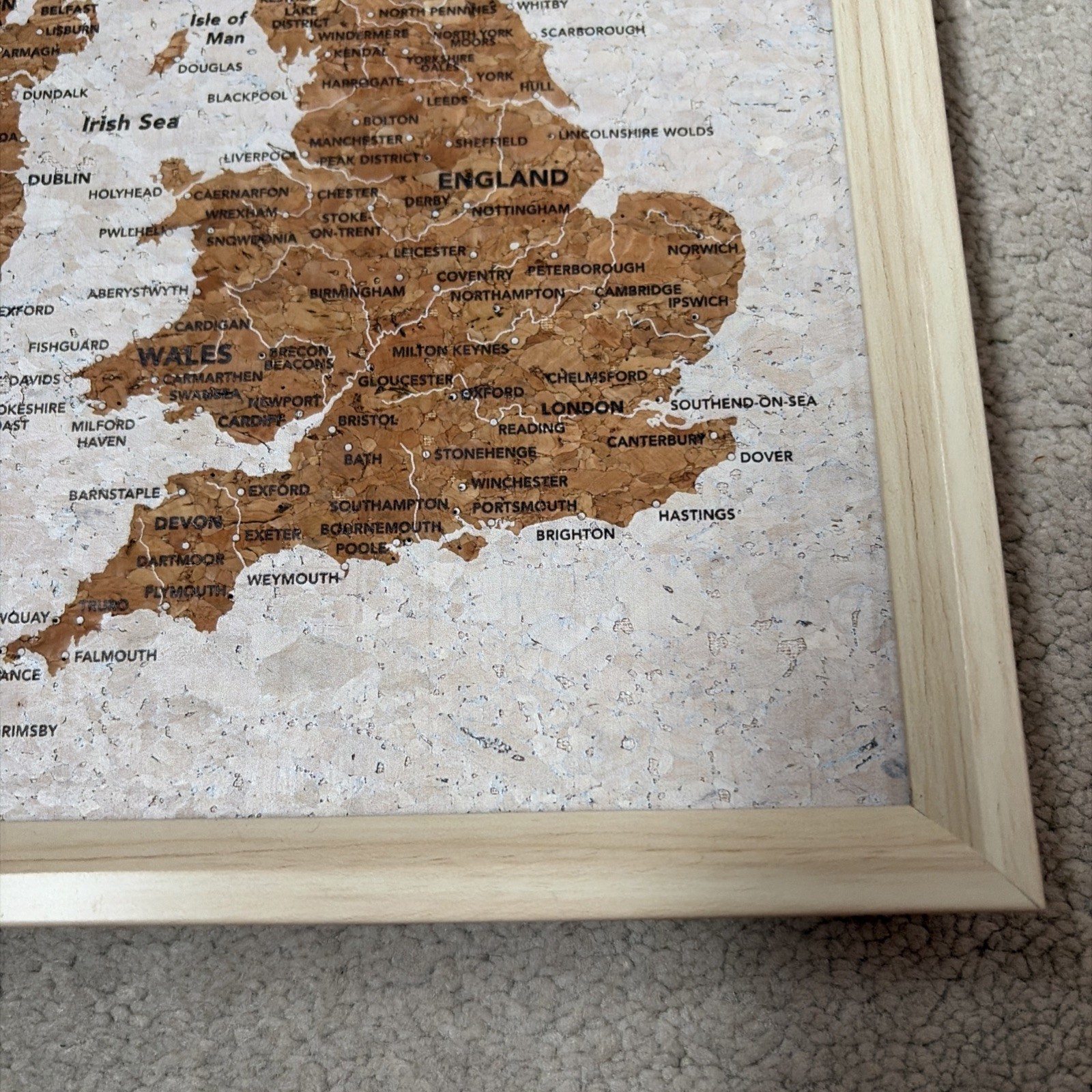 Splosh UK Travel Map Pin Board Pins Personalised United Kingdom Maps White