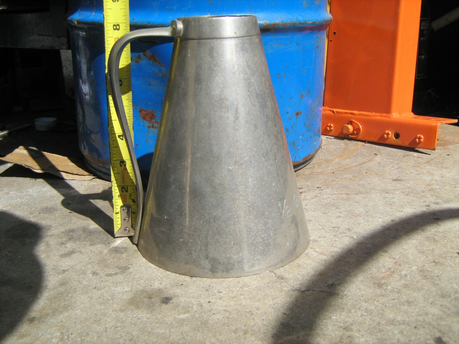 L E Gurley 1/2 Gallon Measure Container Nickel Cone Pitcher 1910