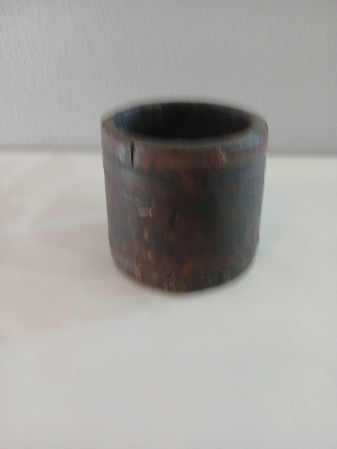 Vintage Solid Wooden Hand Carved Kitchen Measurement Pot. Grain measuring cup