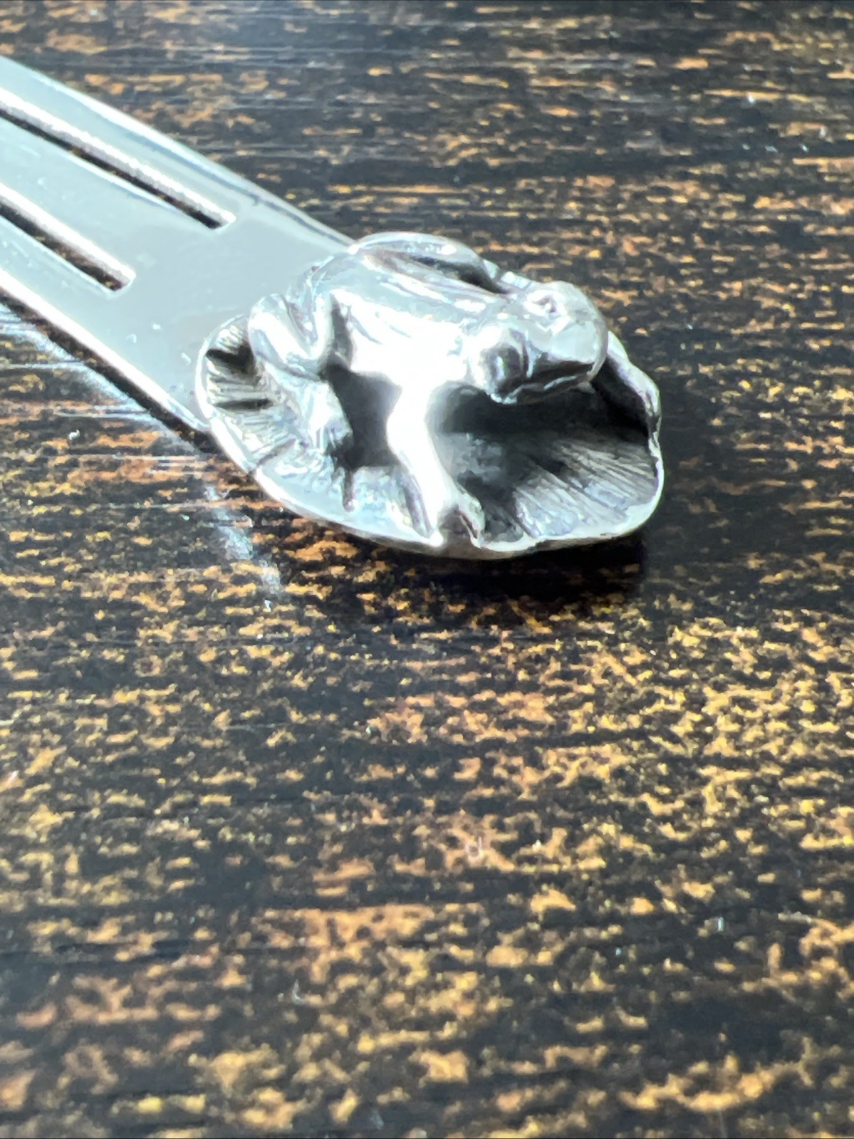 Sterling 925 Solid Silver Frog Toad Lily Pad Bookmark 5cm Booktok Beautiful Gift