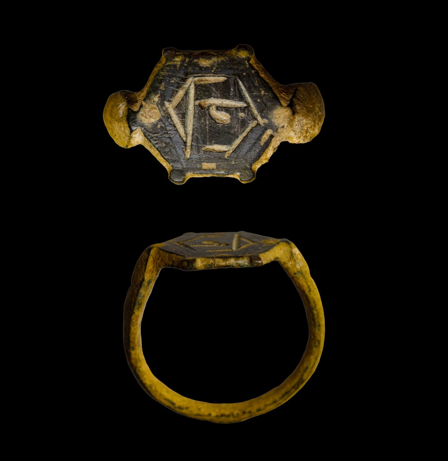 Hellenistic Judaean Bronze Ring Aramaic He Divine Inscription 2nd BC Authentic