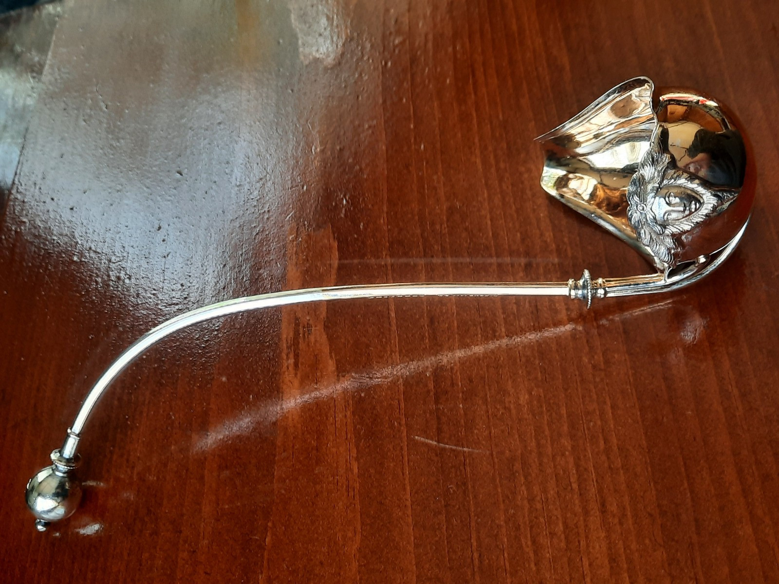Sterling Silver George Sharp Ball End Medusa Spouted Ladle, Mono M