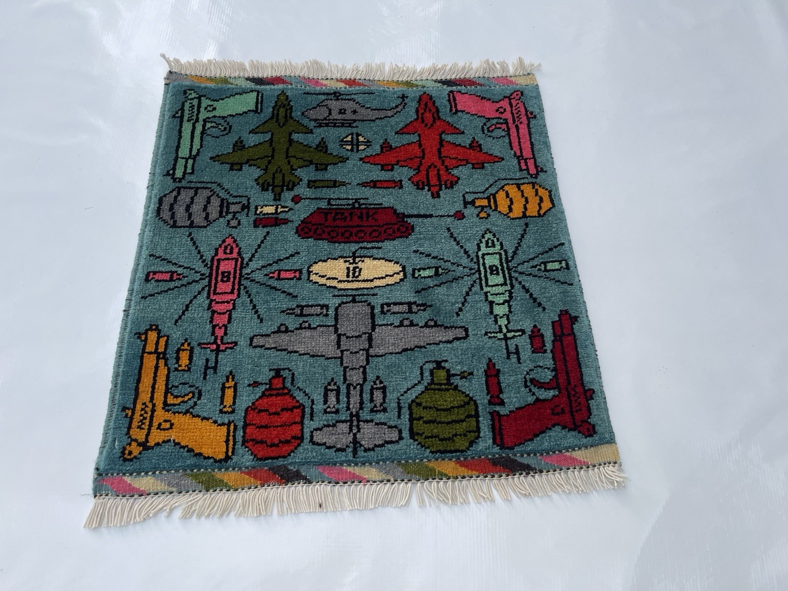 #413 War rug Afghan War Rug Wool Rug Beautifully Made Small War Rug 55x54cm