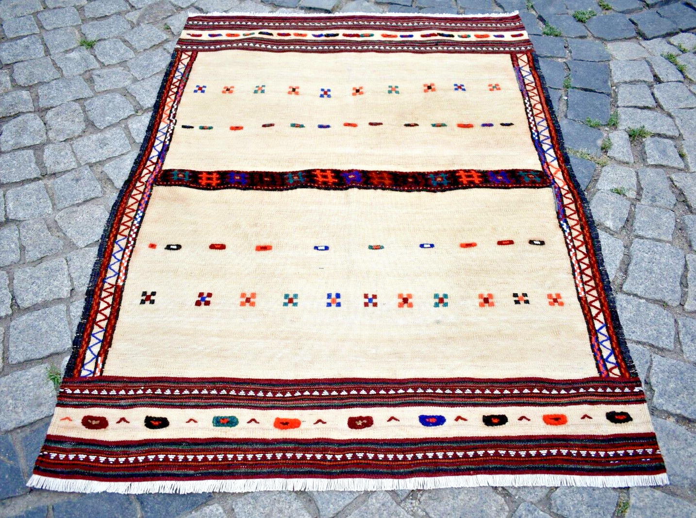 Caucasian Rug 3 x 4 ft Vintage Sofreh Rug Rare Size Wool Rug Home Decor Rug