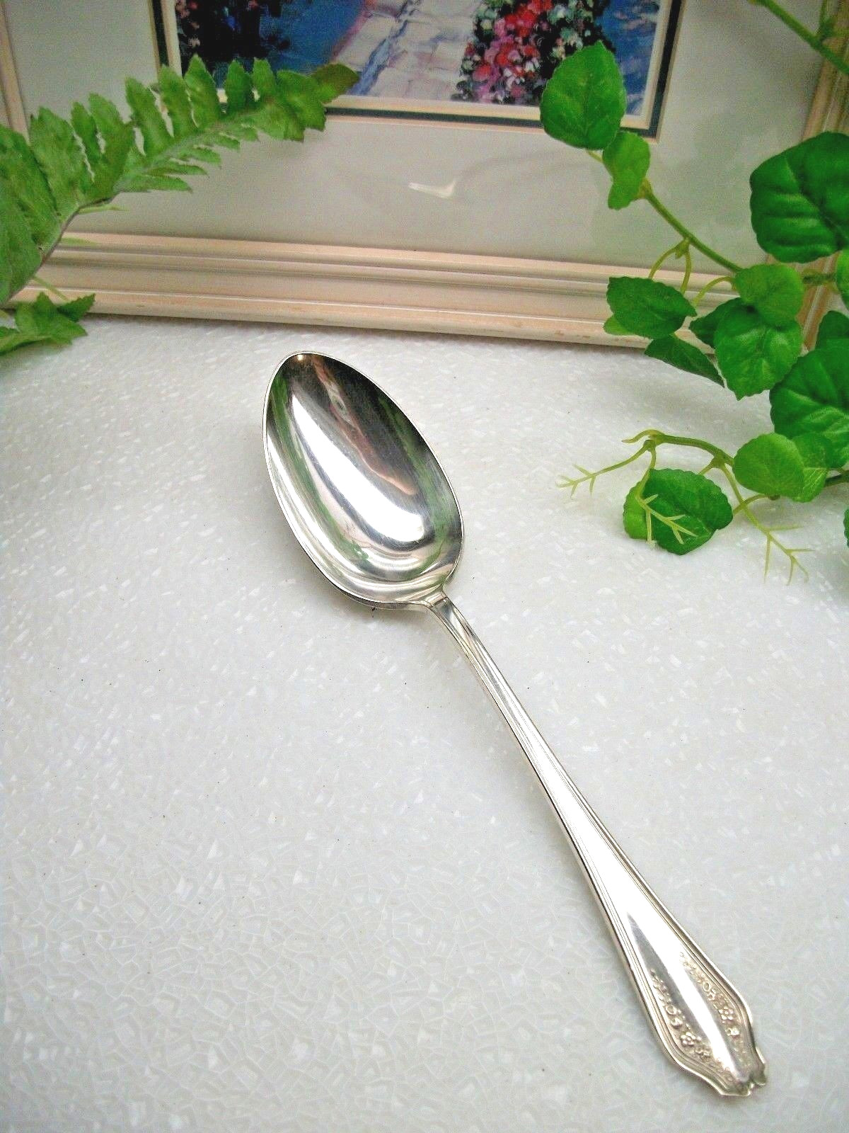International 1847 Rogers & Bro GARLAND Silver plate Solid Serving Spoon 1914