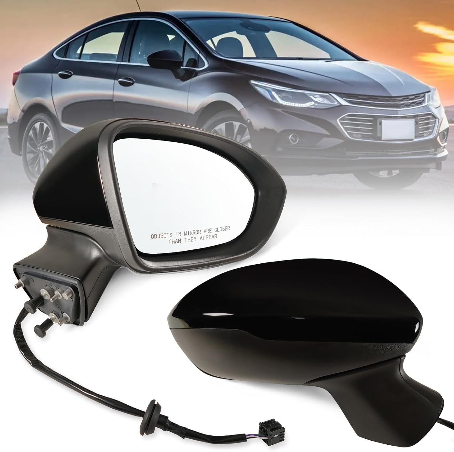 Right Passenger Side Mirror Fits 2016-2019 Chevy Cruze Sedan/Hatchback with Powe