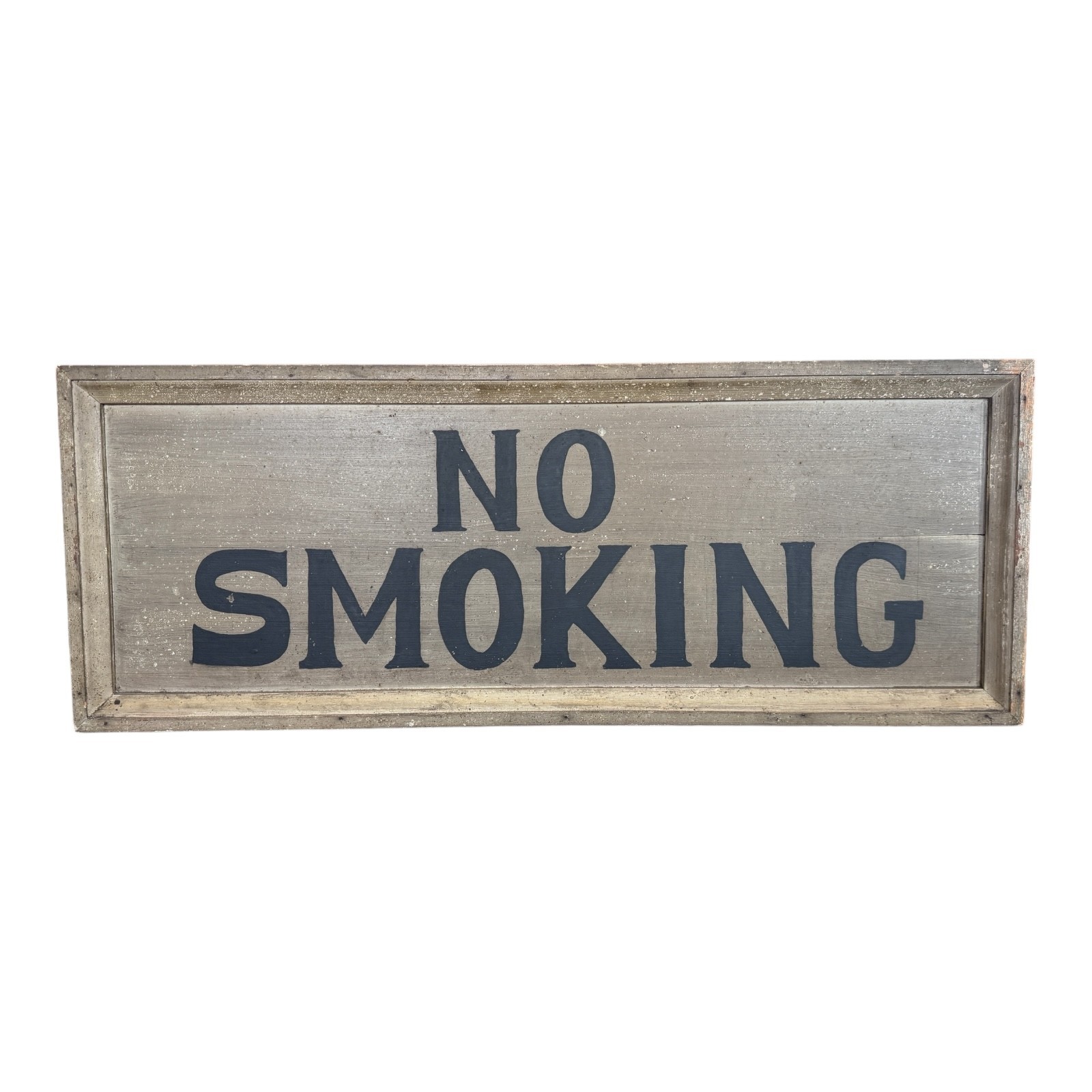 Antique Early 1900s Large Original Painted Wood “No Smoking” Advertising Sign