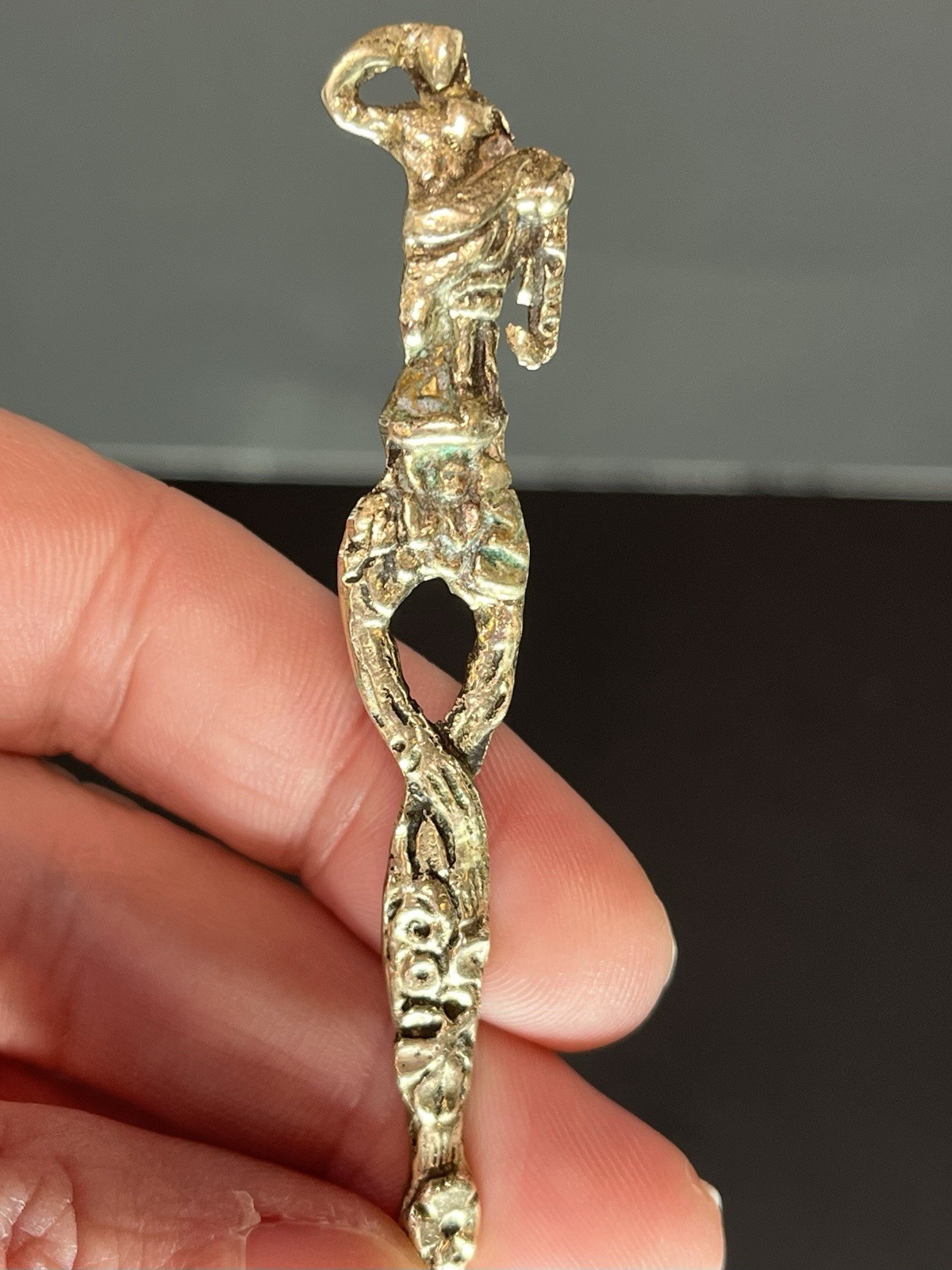 Italy Butter Knife Collectible Silverplate Italy Ornate Figure On Handle Vintage