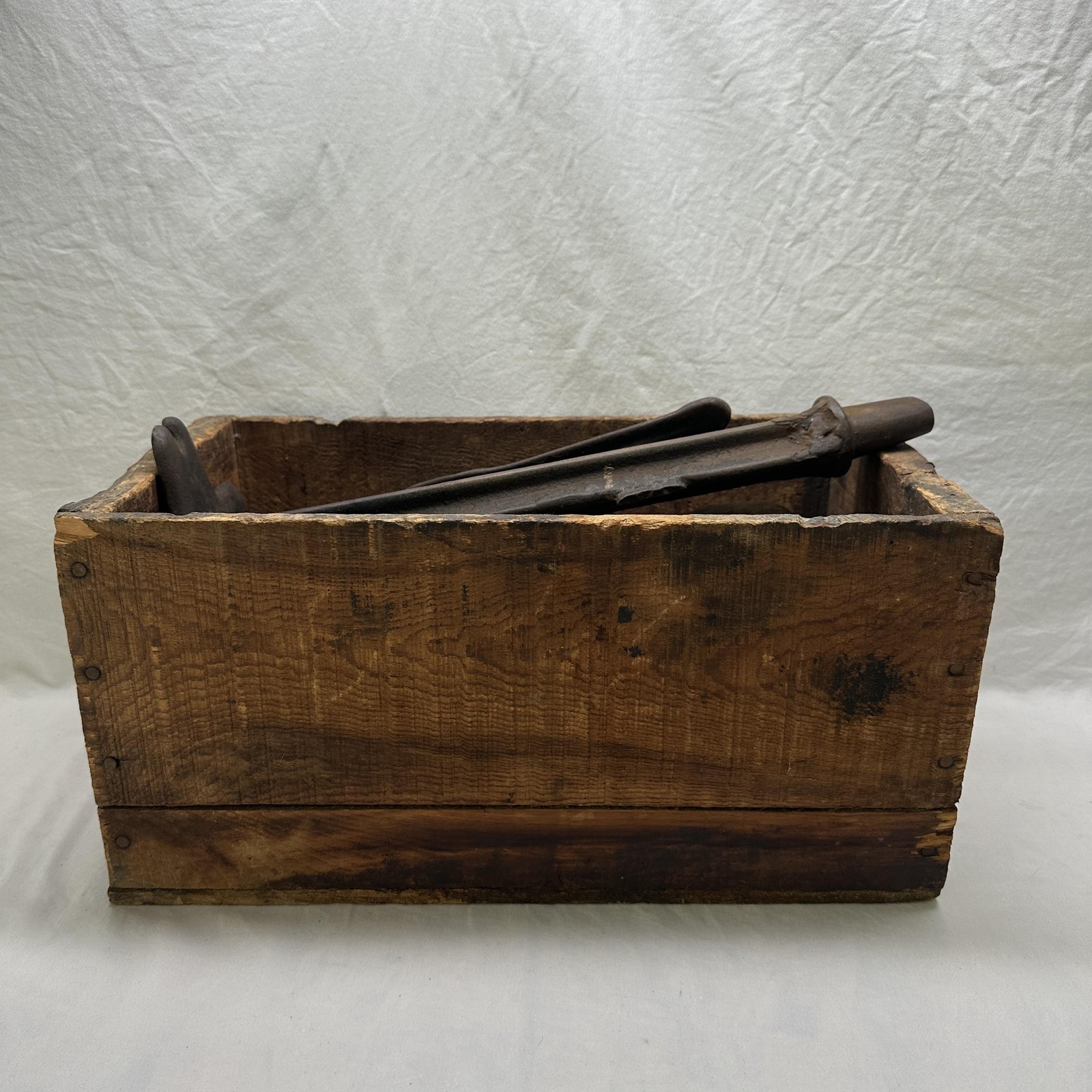 Vintage Cobbler Shoe Repair Tools Lot Cast Iron Lasts Stands Hammer w/ Crate