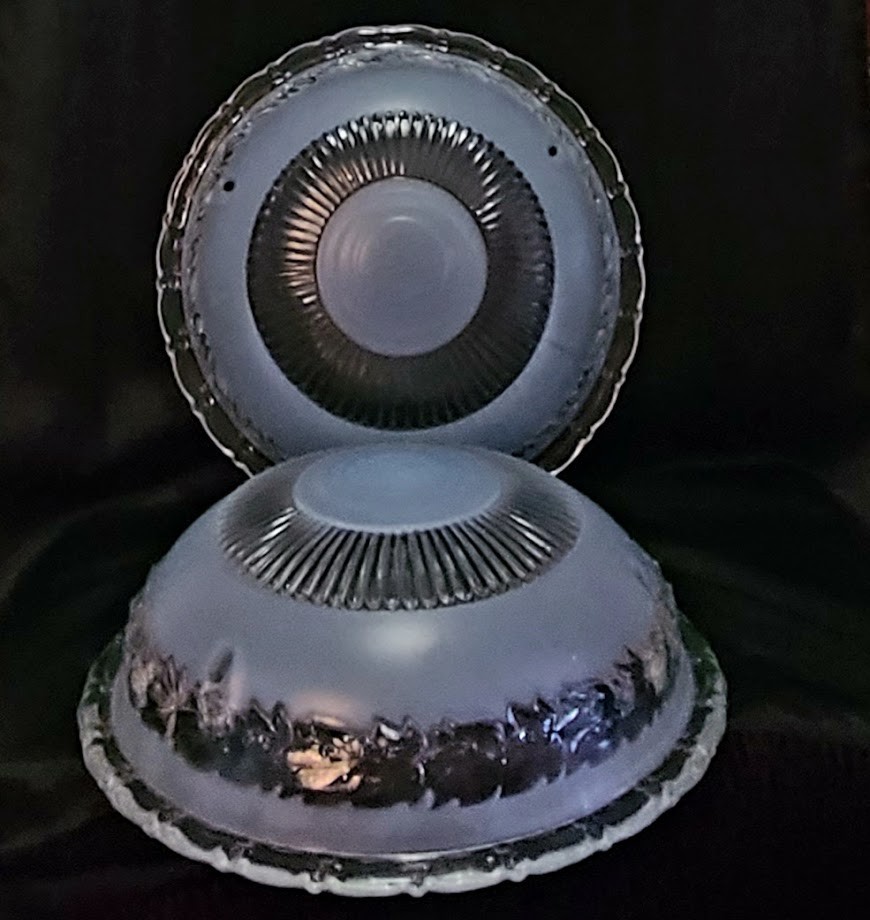 Pair 3 Hole Powder Blue Art Deco Glass Ceiling Light Shades – 1920’s