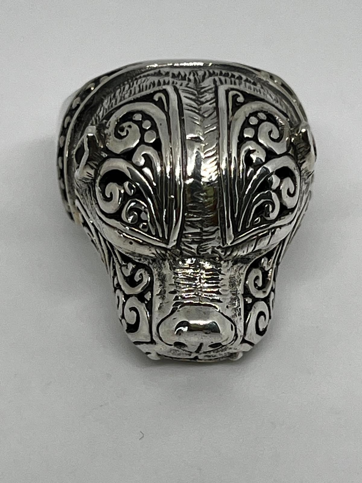 925 Silver Wolf Ring, Oxidized Wolf Head Ring, Animal Statement Ring, Size 8