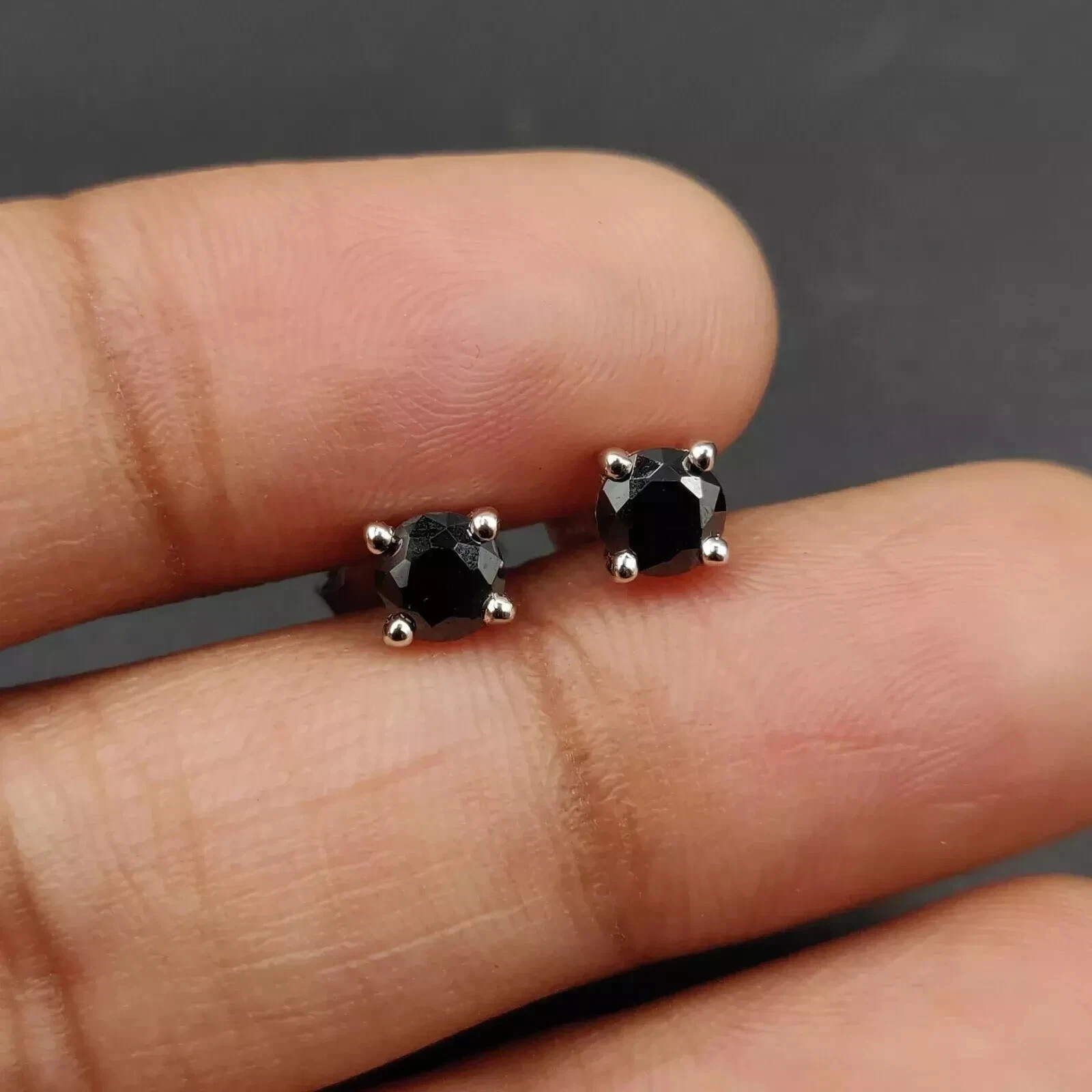 0.50ct Round Cut Lab Created Black Diamond Stud Earrings 14K White Gold Plated