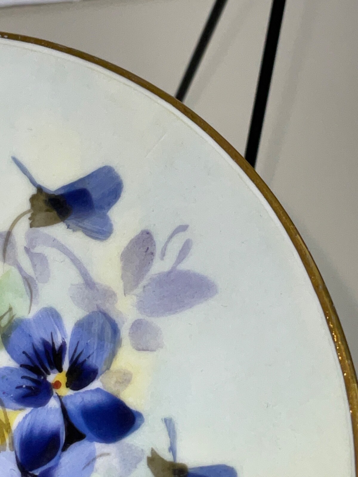 J & C Bavaria Vintage Plate Violets Gold Rim Signed Thonander 6″ Hand Painted