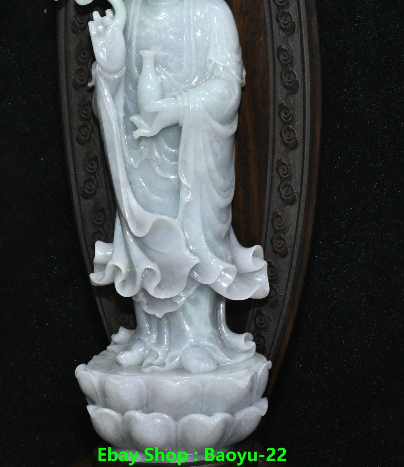 19.6”Natural Emerald Jadeite Jade Kwan-yin GuanYin Quanyin Buddha Statue