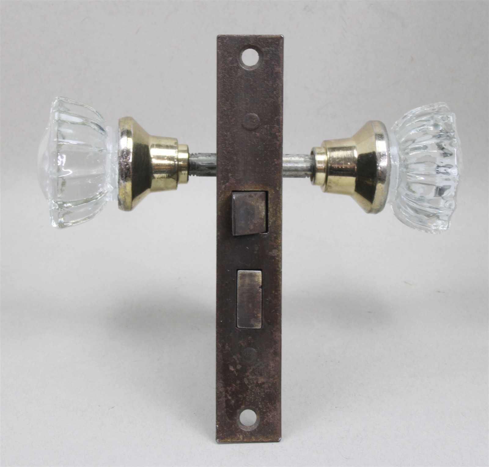 Antique PENN Door Mortise Lock Set w/Skeleton 12-Point Glass Door Knobs