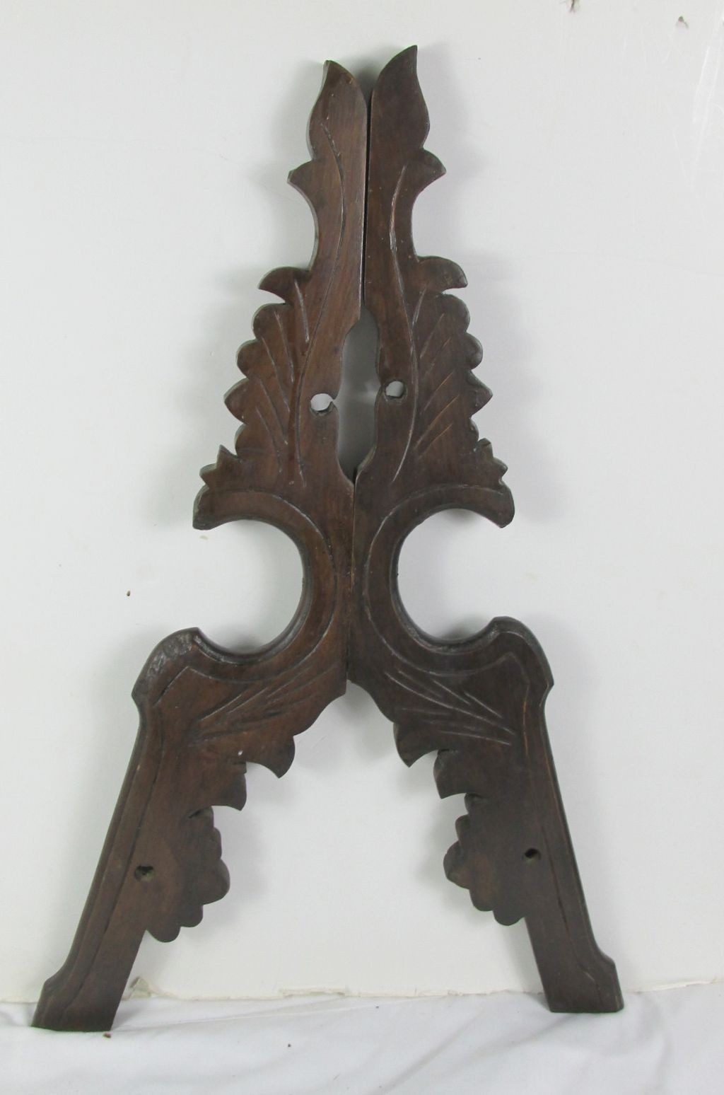 Antique 28″ x 11-1/2″ wood Pediment Victorian walnut salvage Two pieces