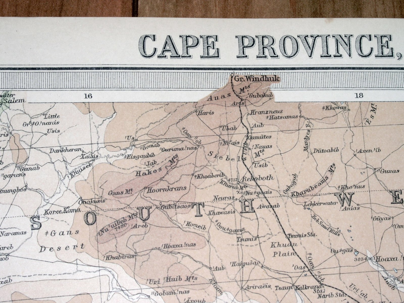 1922 VINTAGE MAP OF SOUTH AFRICA CAPE PROVINCE CAPE TOWN KAAPSTAD NAMIBIA