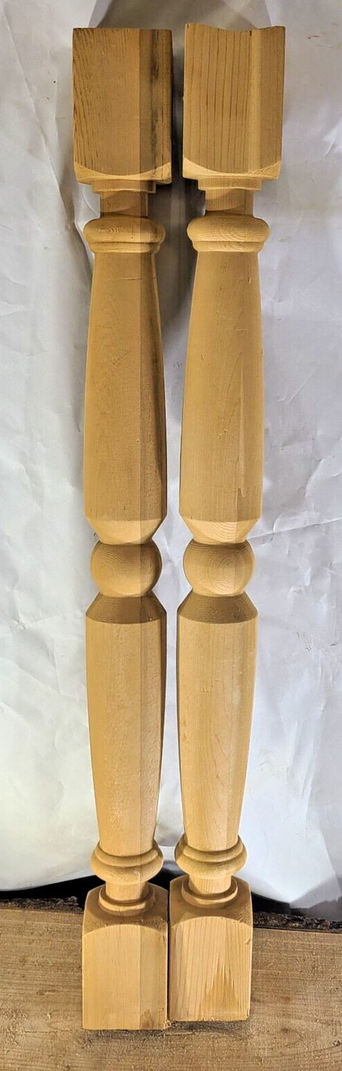 Vintage Cedar? Turned Wood Spindle Balusters 28 x 2 1/2 inches Lot of 2
