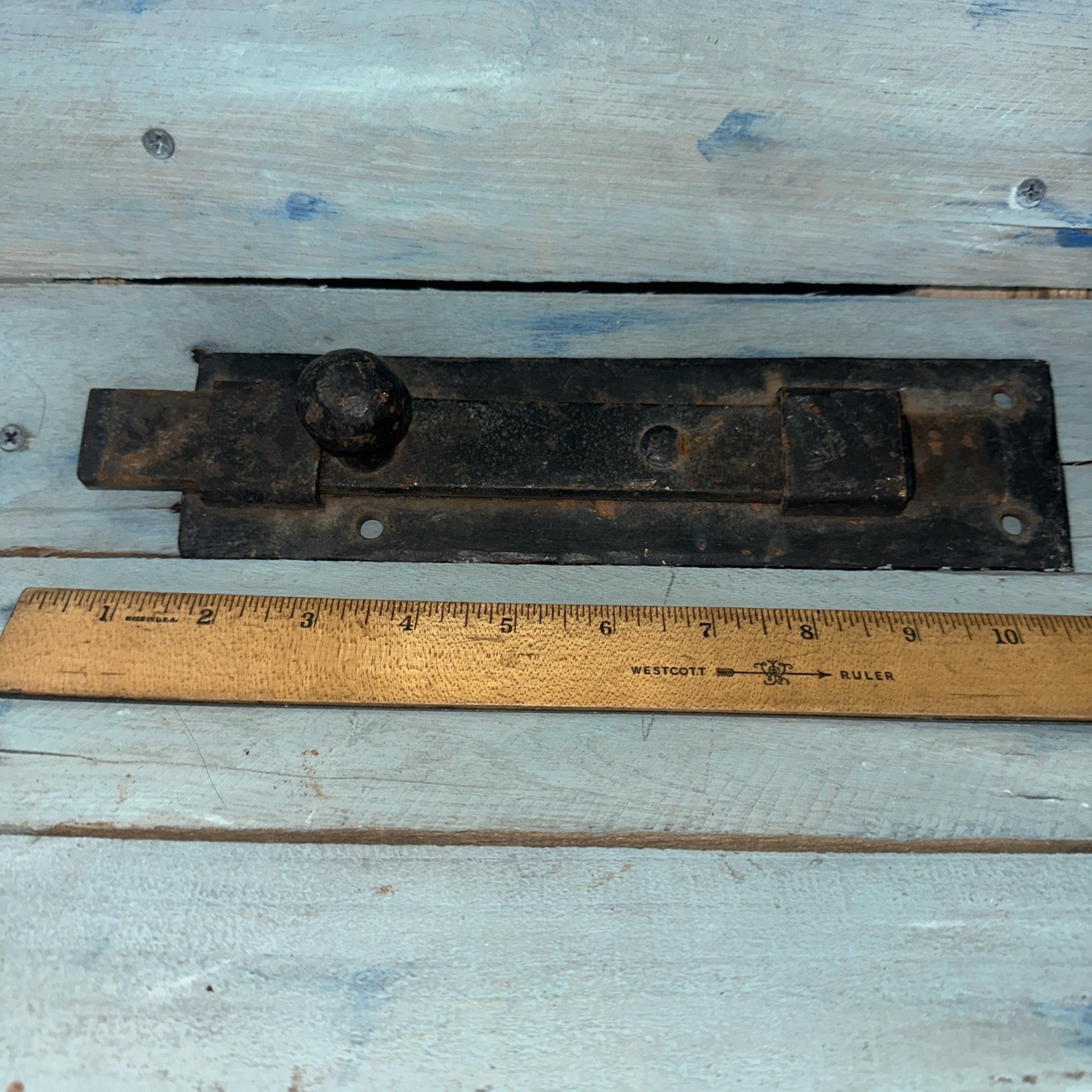 Antique Wrought Iron Door Lock Sliding Bolt Old Gate Legit Antique!