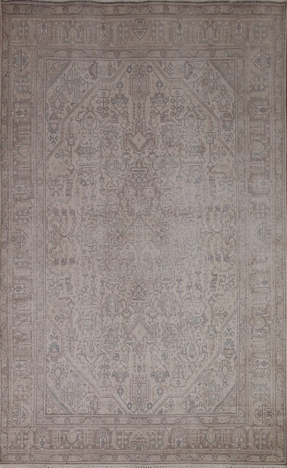 Distressed Beige Area Rug 6×10 Ft Handmade Wool Carpet Oriental Medallion Rug