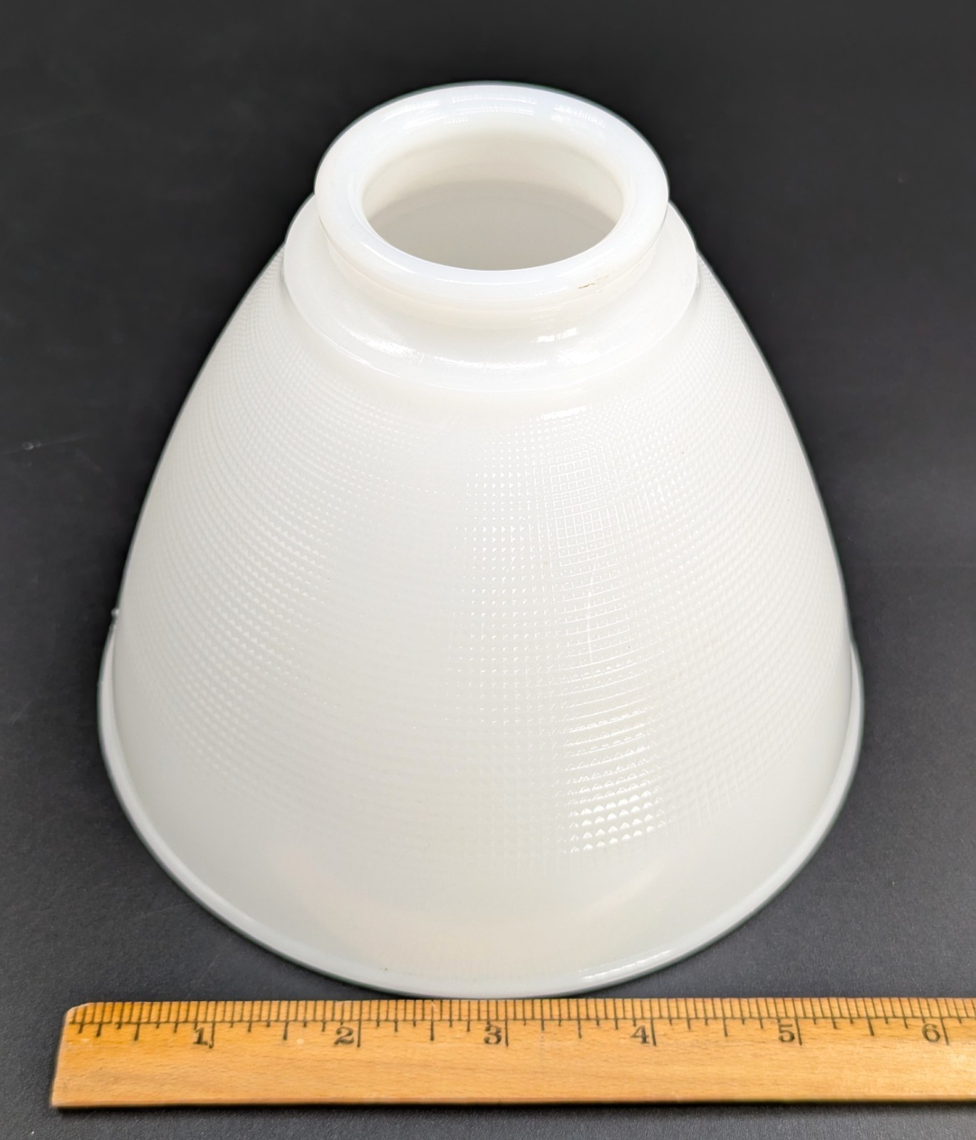 Vintage Small White Milk Glass Diffuser Reflector 6” Dia. Alleghany Glass 2-1/4″