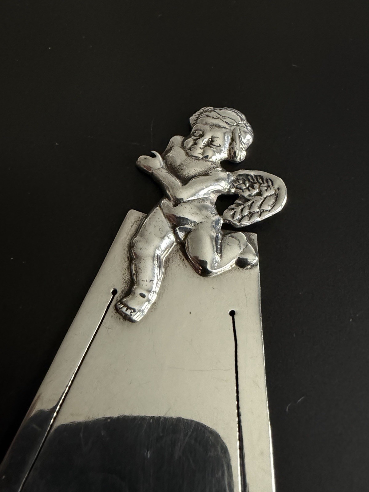 Vintage Solid Silver Cherub Bookmark London Import Marks 1993 11g