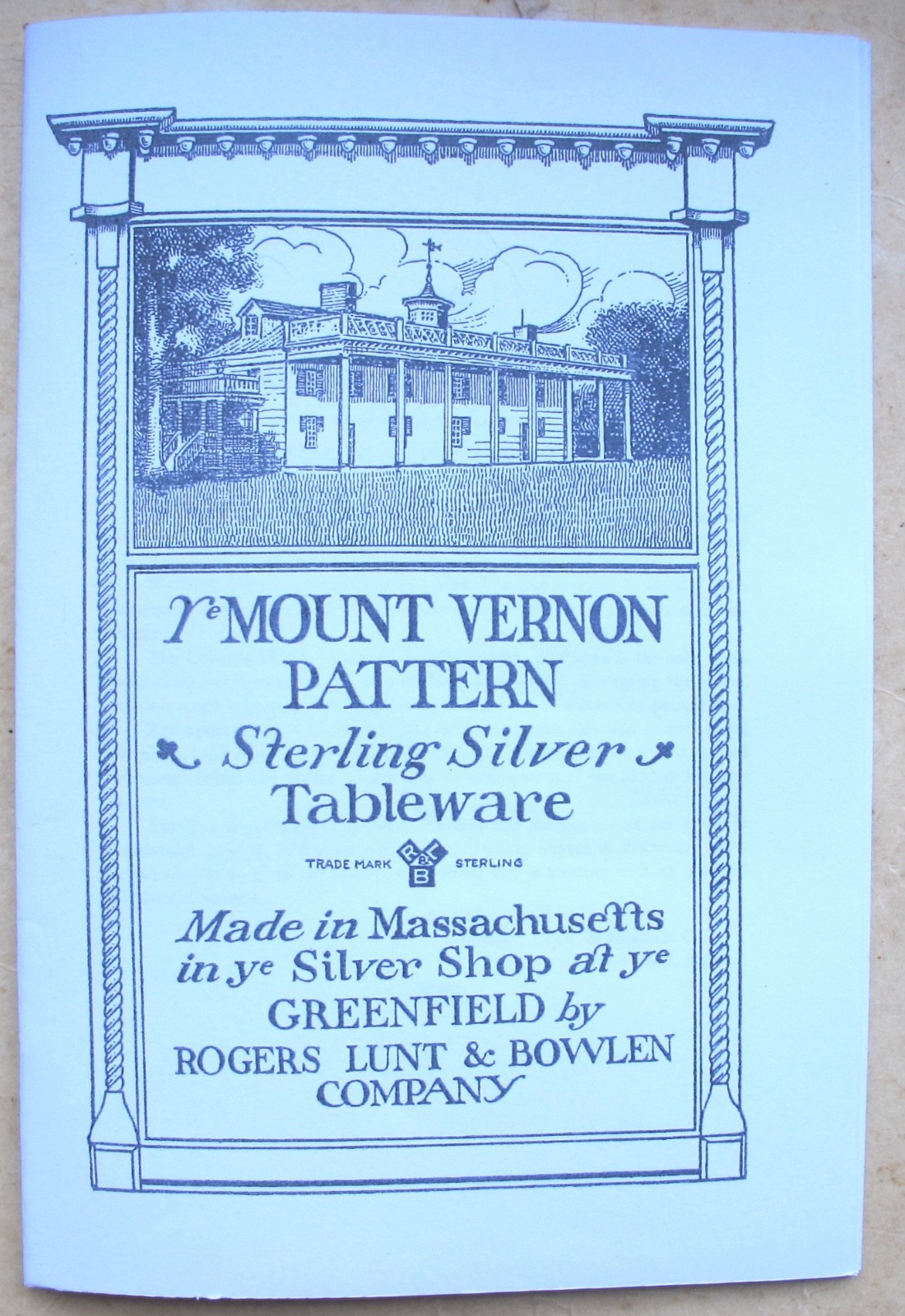 c. 1910 Lunt MOUNT VERNON Sterling Flatware Catalog 75+ Pieces (Photocopy)