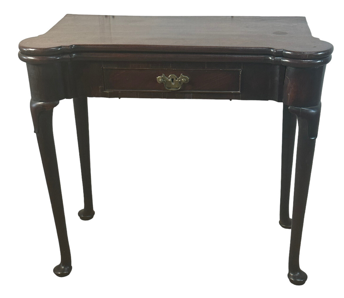 antique mahogany Queen Anne table card game console 1760 Georgian