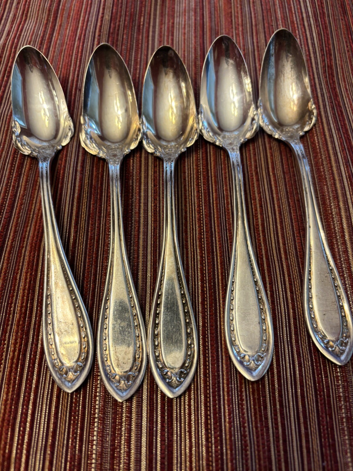 5 Extra Coin Silver Plate Teaspoon Spoons Oneida 5-7/8”