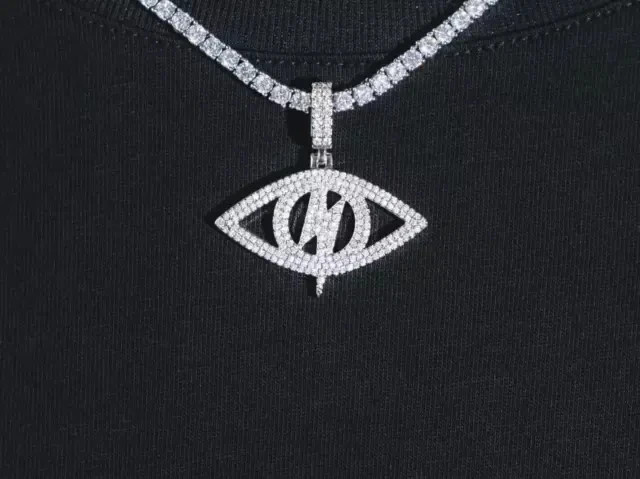 1.50Ct Round Cut Diamond Men’s Bolt Eye Men’s Pendant in 14k White Gold Plated