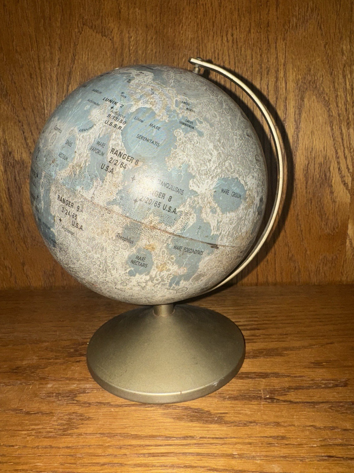 Astronomical 1963 Metal Moon Globe Replogle Lunar Impact Spots Adler Planetarium