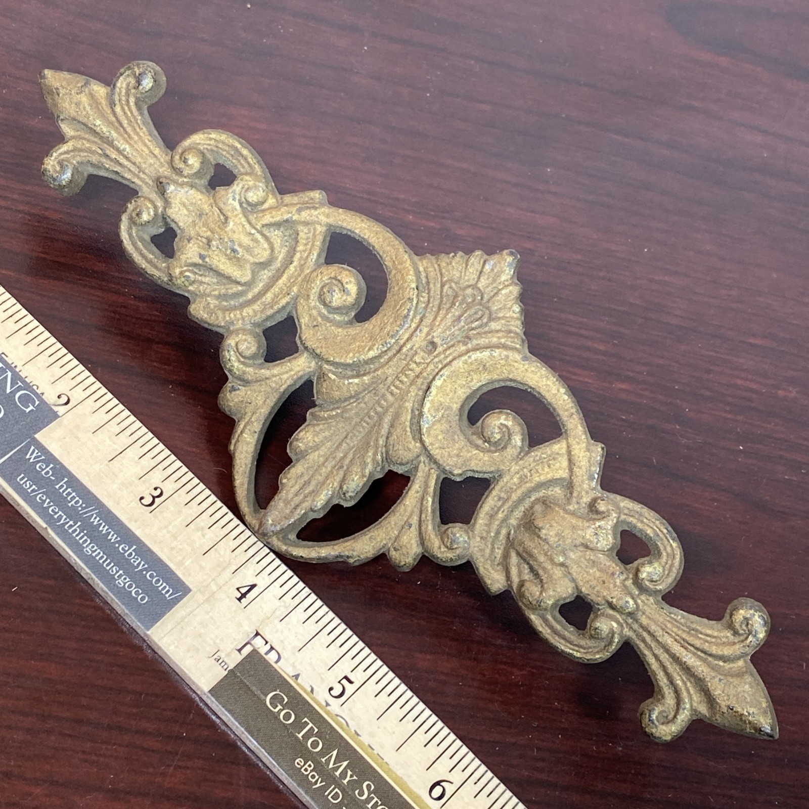 Antique Pediment Crest Accent Victorian Ormolu Gilt Cast Acanthus Scroll D-50