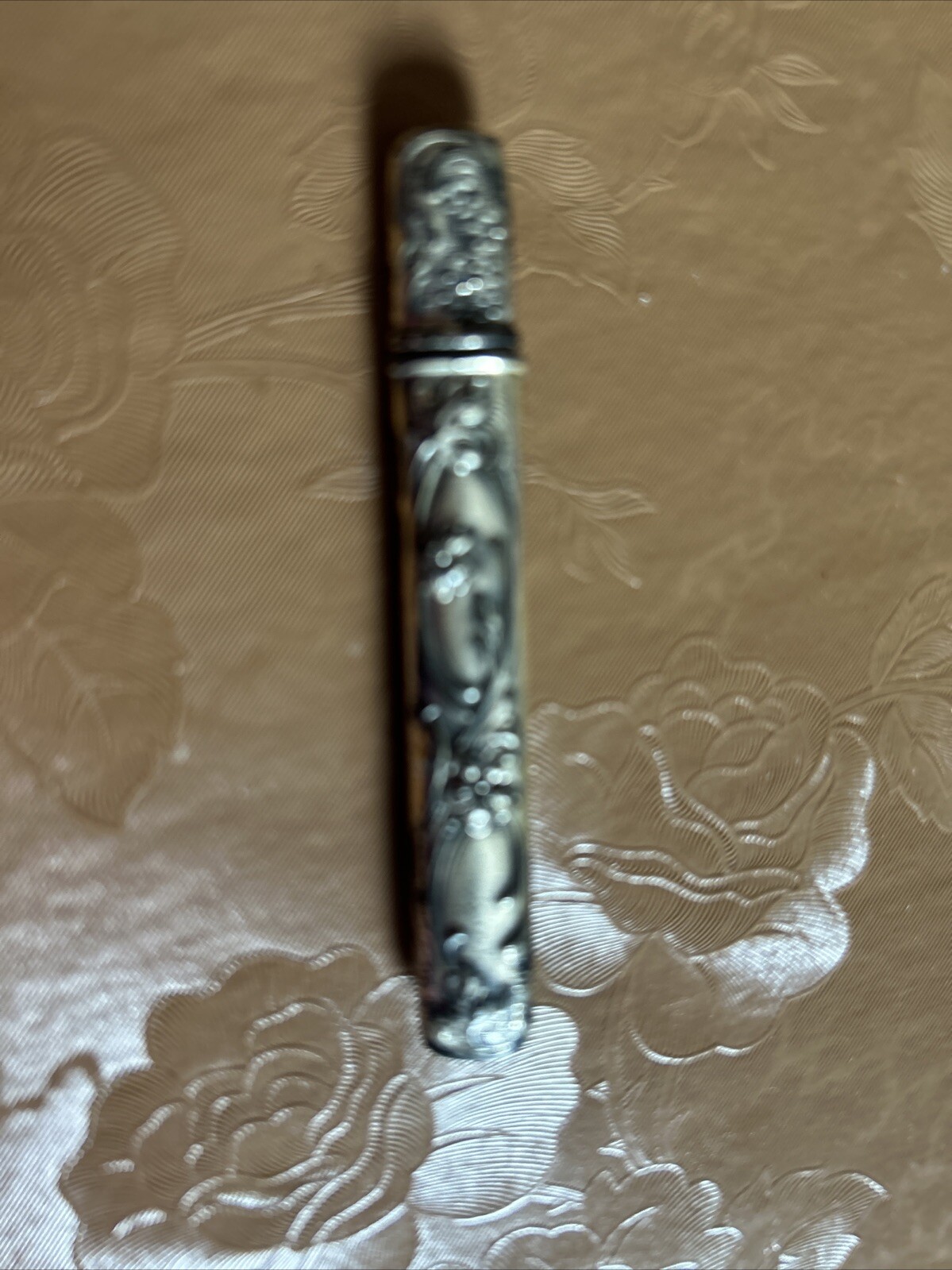 ANTIQUE, Victorian PATTERNED STERLING SILVER PENCIL HOLDER w/Eberhard Pencil