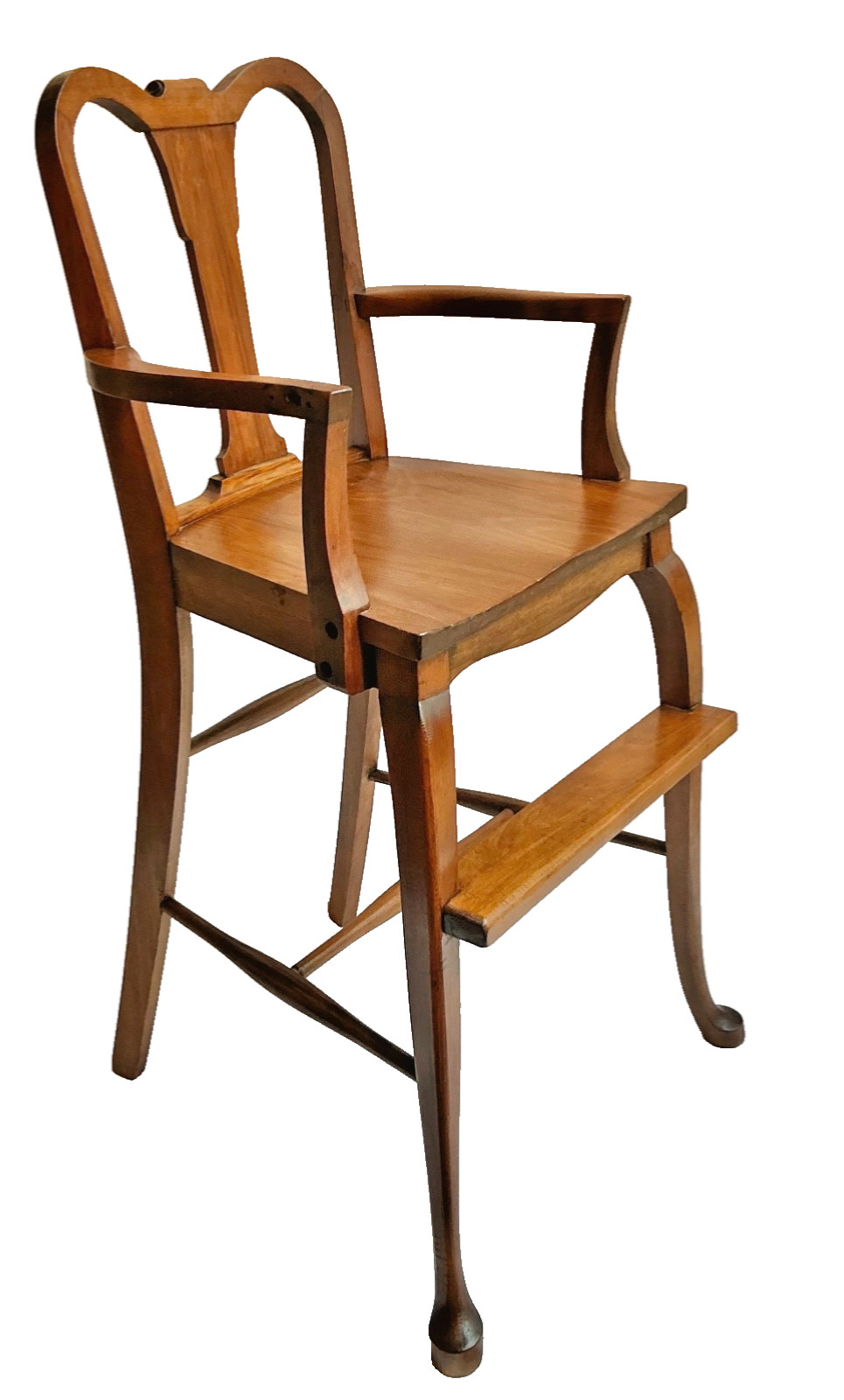 Vintage Bespoke Bench Made Mahogany Queen Anne Style Child’s High Chair