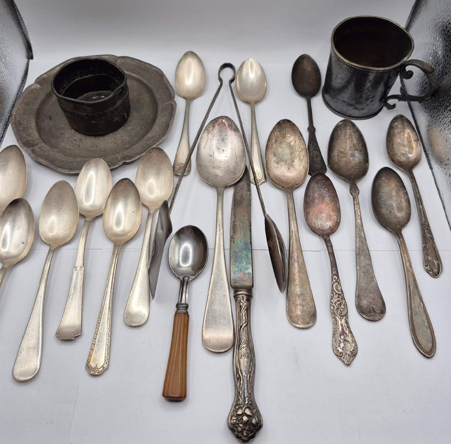 Lot Of 21 Pieces of Vintage Mixed Silver Plate for Jewelry, Crafts, Wind Chimes