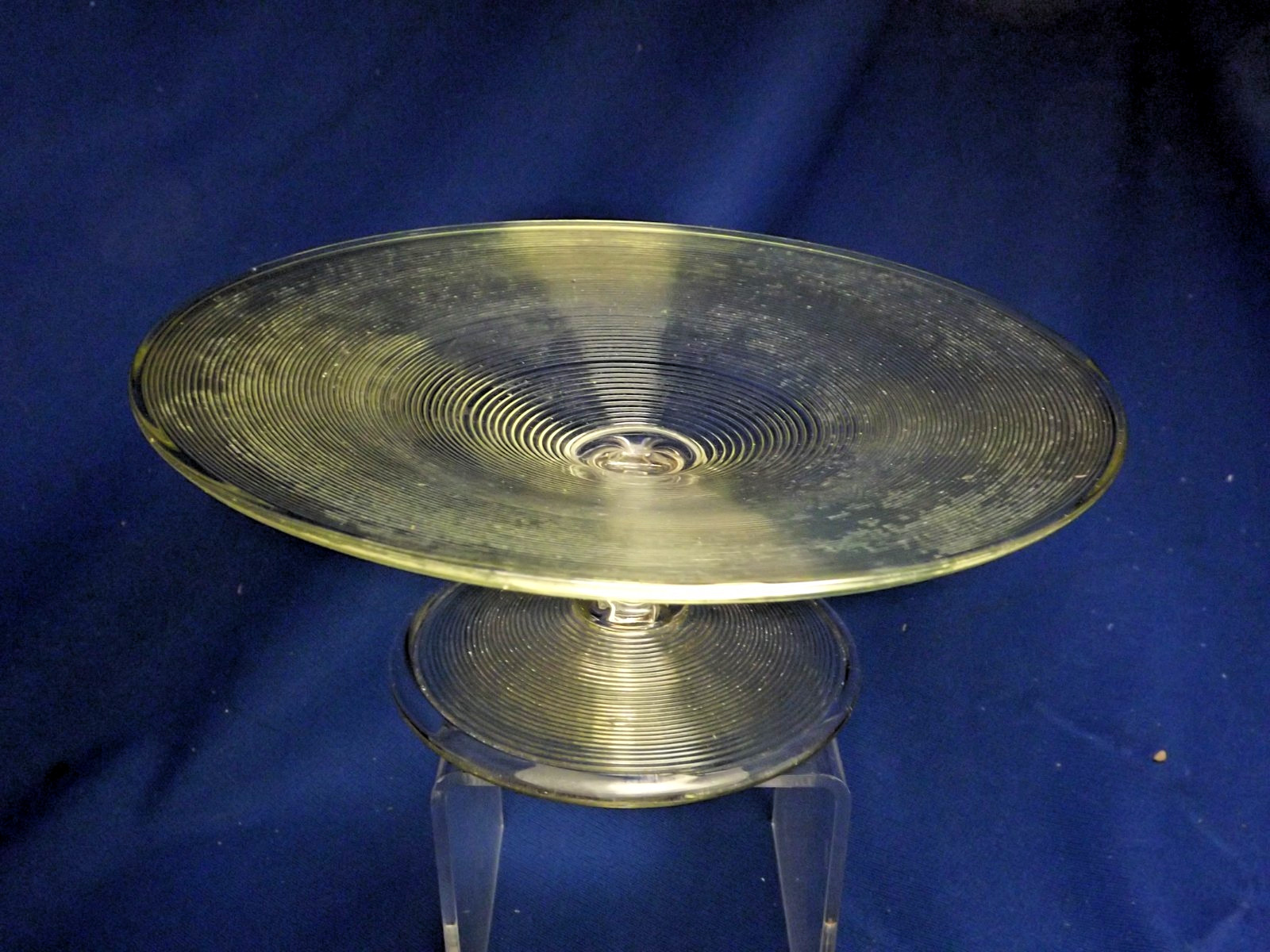 Antique Victorian Glass Threaded Footed Dish Stevens & Williams/BOSTON SANDWICH?