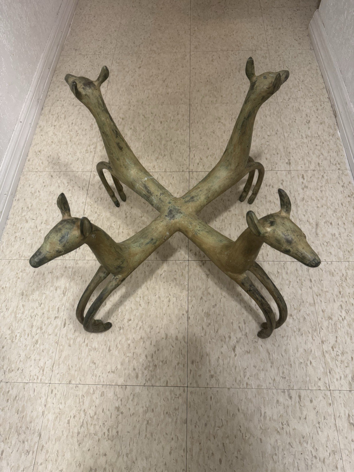 RARE EXQUISITE DEER FORM COFFEE TABLE IN ARMAND-ALBERT RATEAU STYLE