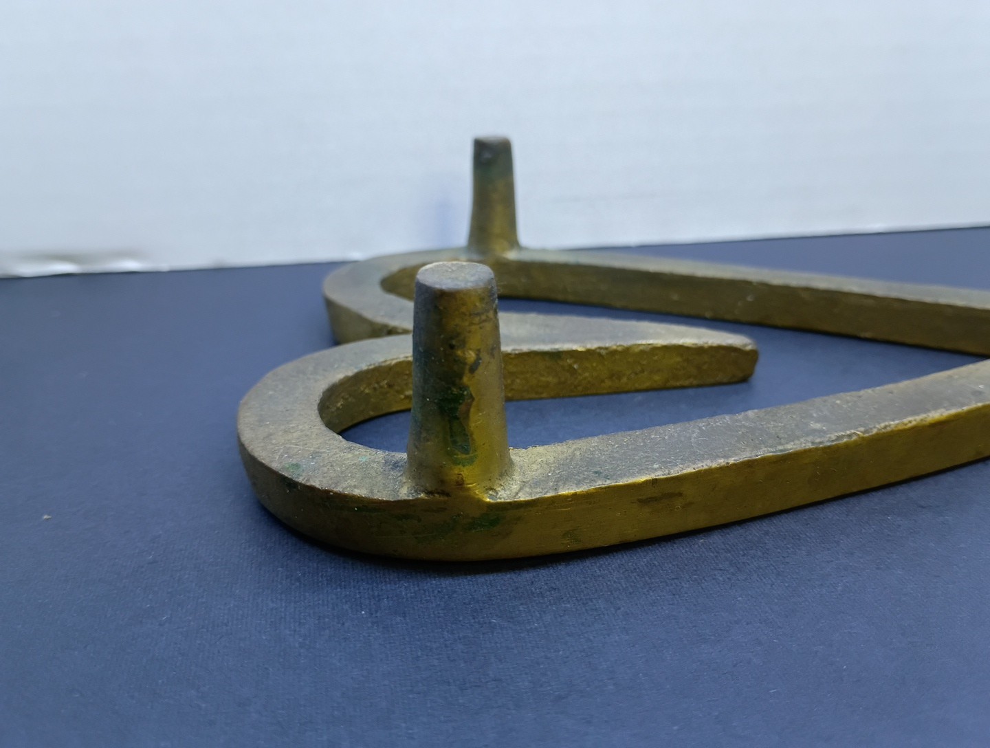 Early 19th Solid Brass Heart Shaped Footed Trivet