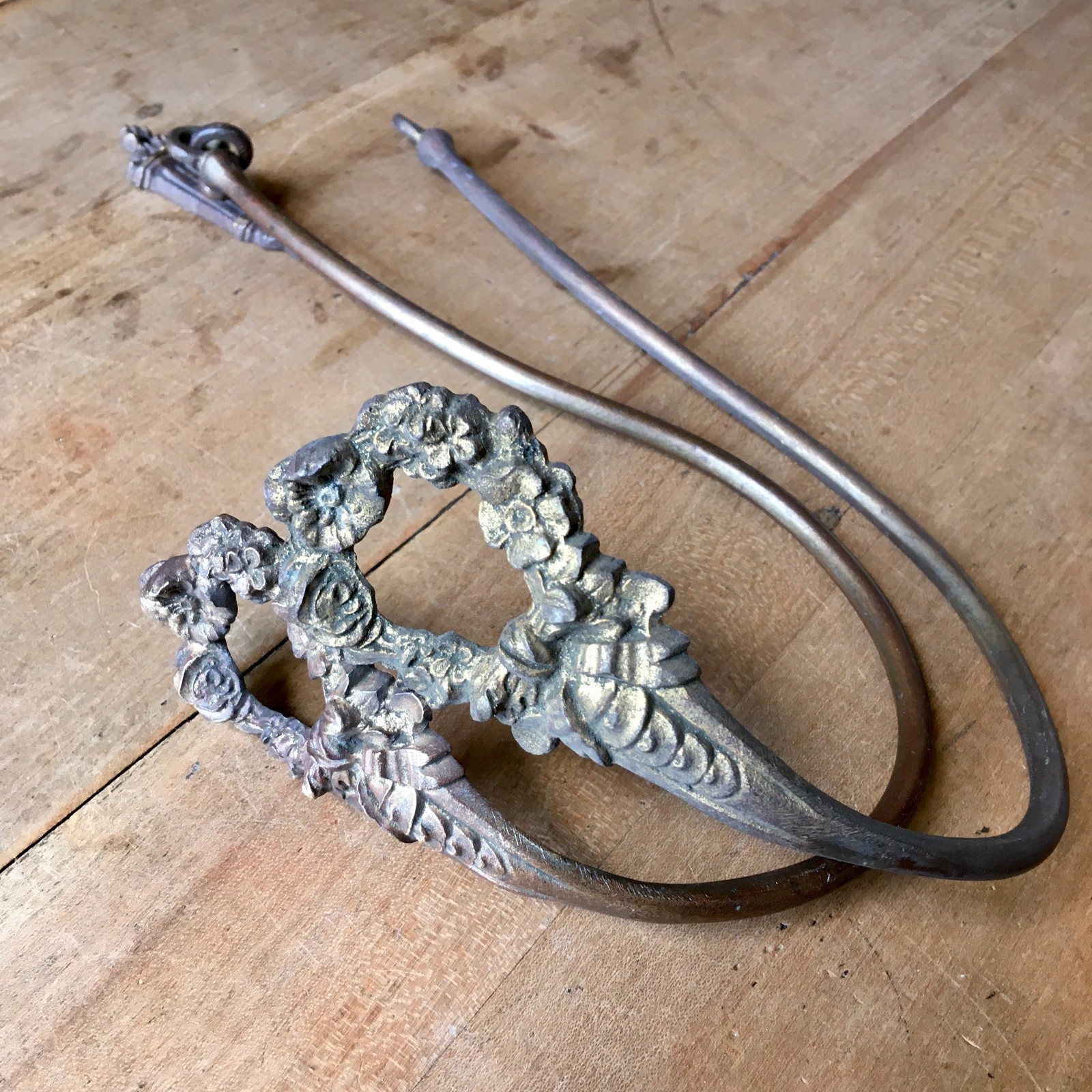 Antique Brass Curtain Tie Backs Hooks French Old Victorian Vintage Gilt c1890