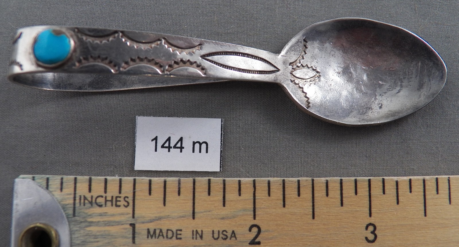 Vintage Navajo Sterling & Turquoise, Hand Hammered, Hand Stamped, Spoon #2