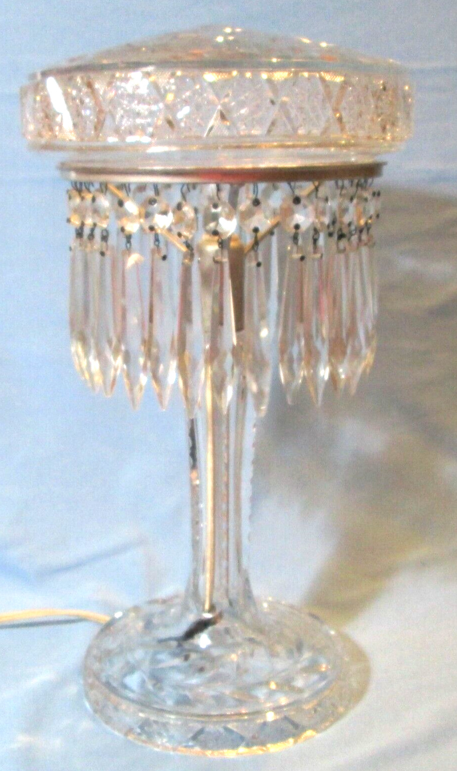 Antique Pitkins & Brooks DELMAR TABLE LAMP ~ Brilliant American Cut Glass