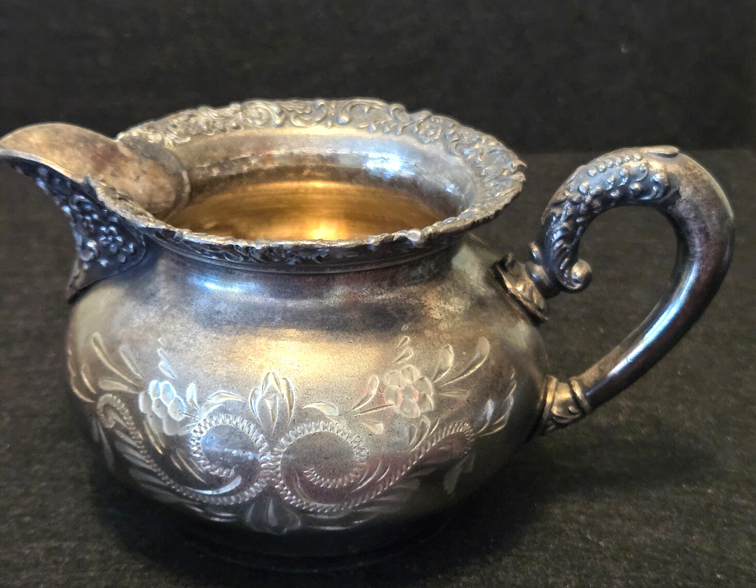 Antique Van Bergh Quadruple Plated Creamer 468, May 10, 1898, Rochester, NY