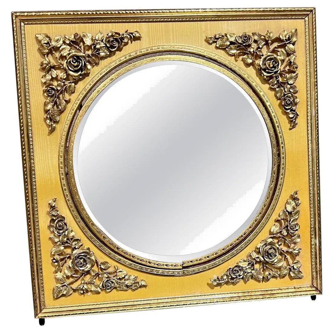 Mid 20th Century Gold Vanity Mirror French Ornamentation Reversible- 11.25in!!