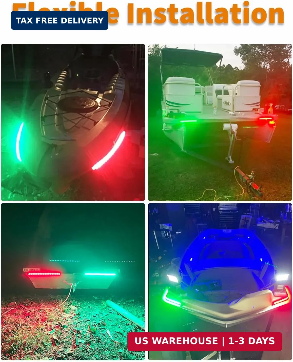 LED Boat Navigation Lights Red Green Marine Bow Lights Waterproof Strip