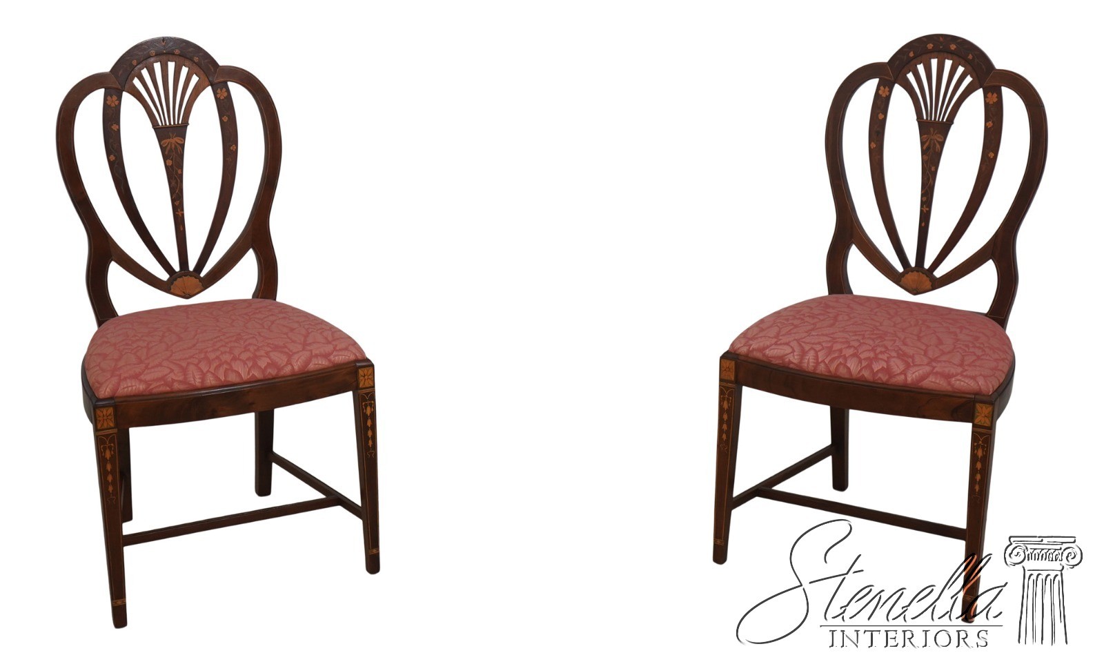 72503: Pair Of Vintage Mahogany Federal Style Inlaid Shield Back Chairs