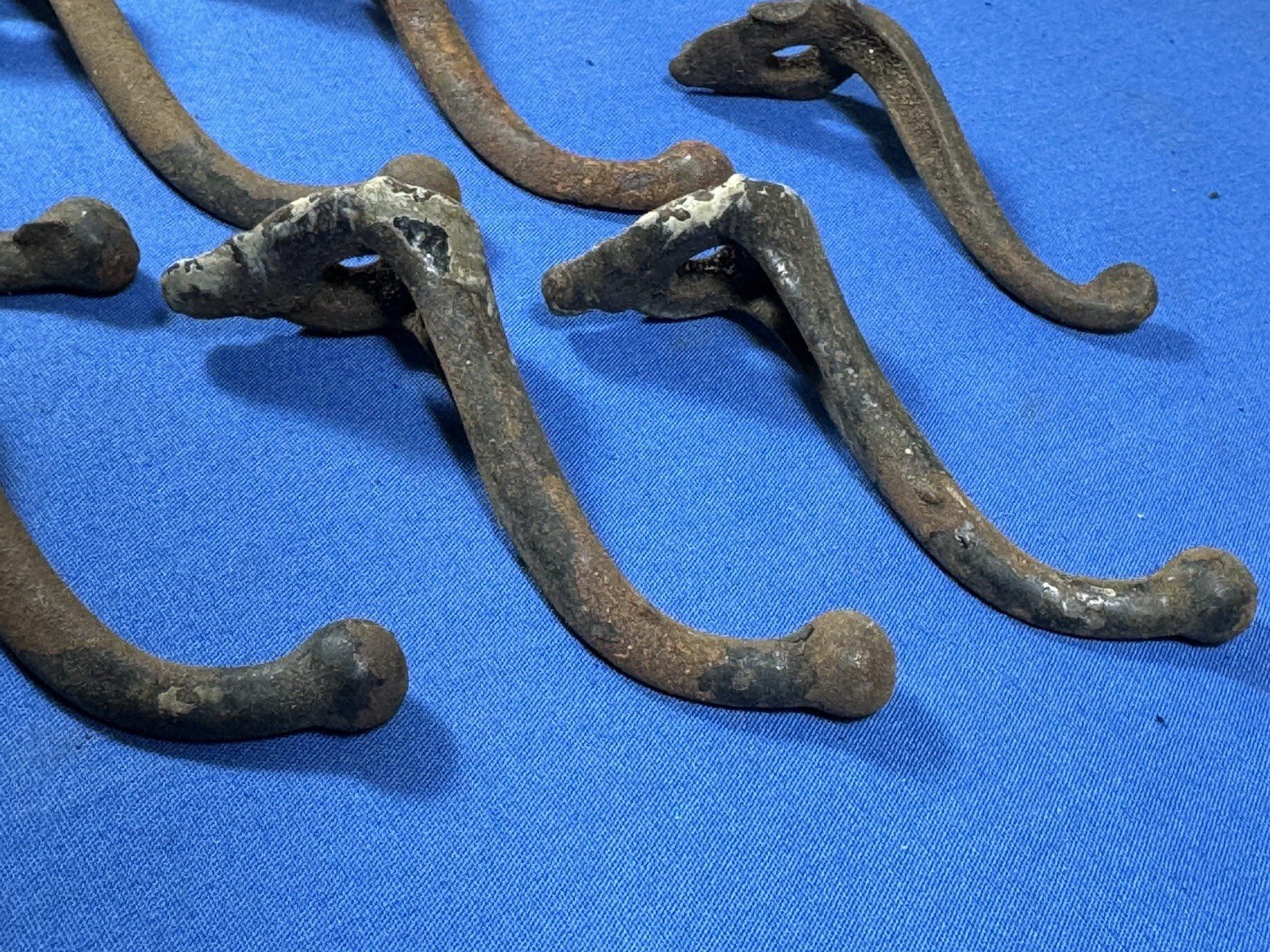 9 Antique Hooks, Salvaged Single Hook Hardware, 1 Screw Needed Each, 2 1/4″L