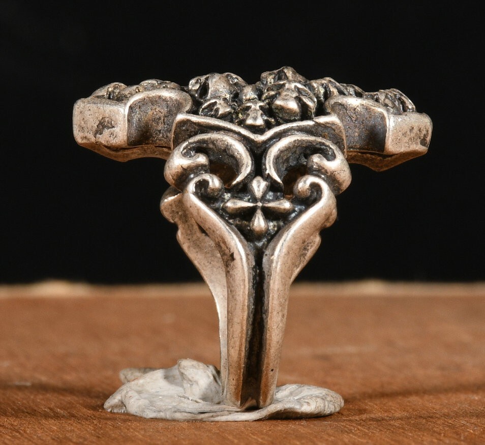 2.7CM Antique Tibet Old Silver Fengshui Skull Human Skull Head Ring Finger Ring